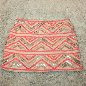 EXPRESS Pink & Tan Skirt with sequins